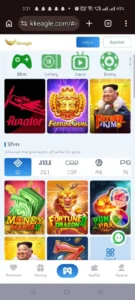 KK Eagle gaming app login page for players