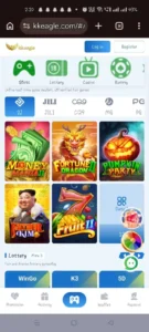 KK Eagle mobile gaming platform homepage